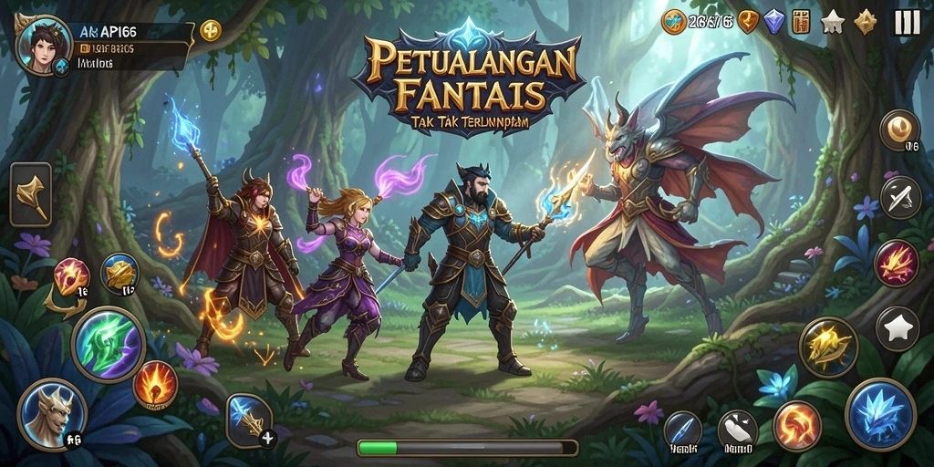 Tampilan gameplay API66 dengan aksi pertarungan epik di dunia fantasi.