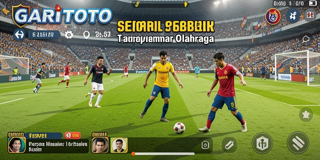 Screenshot GARITOTO menunjukkan gameplay yang mendebarkan dengan aksi sepak bola yang realistis.