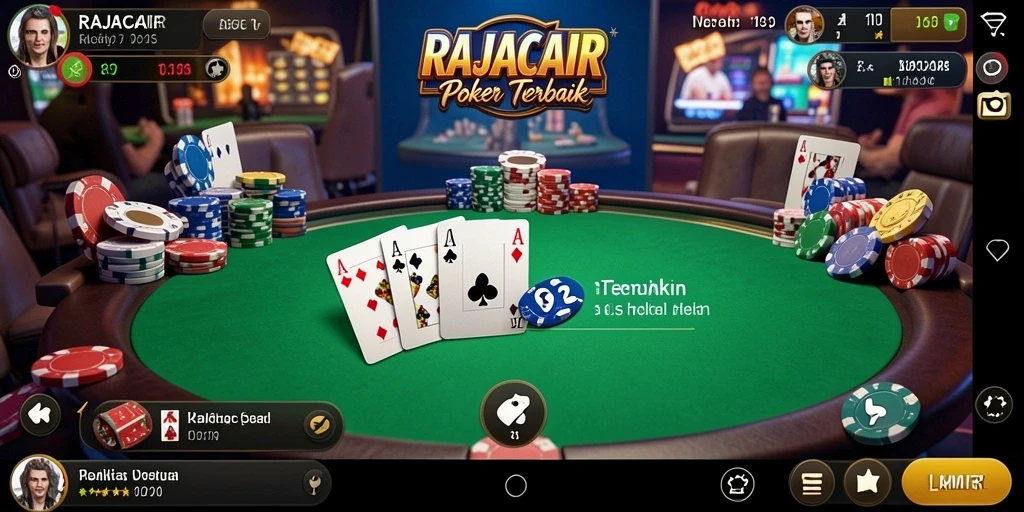 Tangkapan layar gameplay RAJACAIR yang mendebarkan di dunia poker.