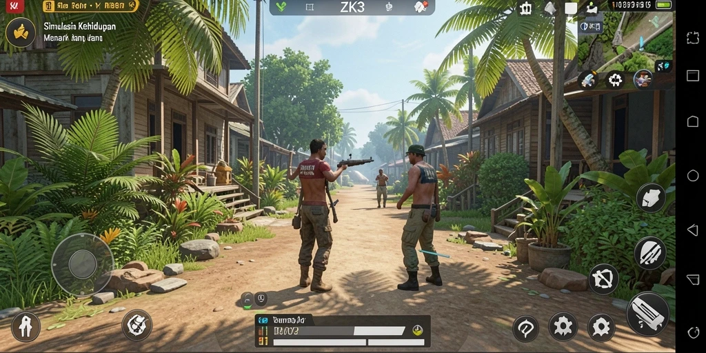 Screenshot menunjukkan gameplay yang menarik dari ZK3 dalam simulasi kehidupan.
